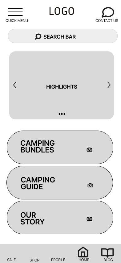 Homepage wireframe