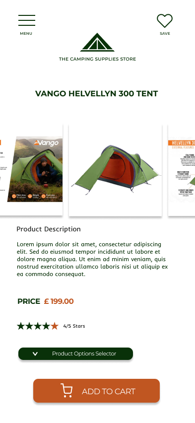 Product detail page mockup